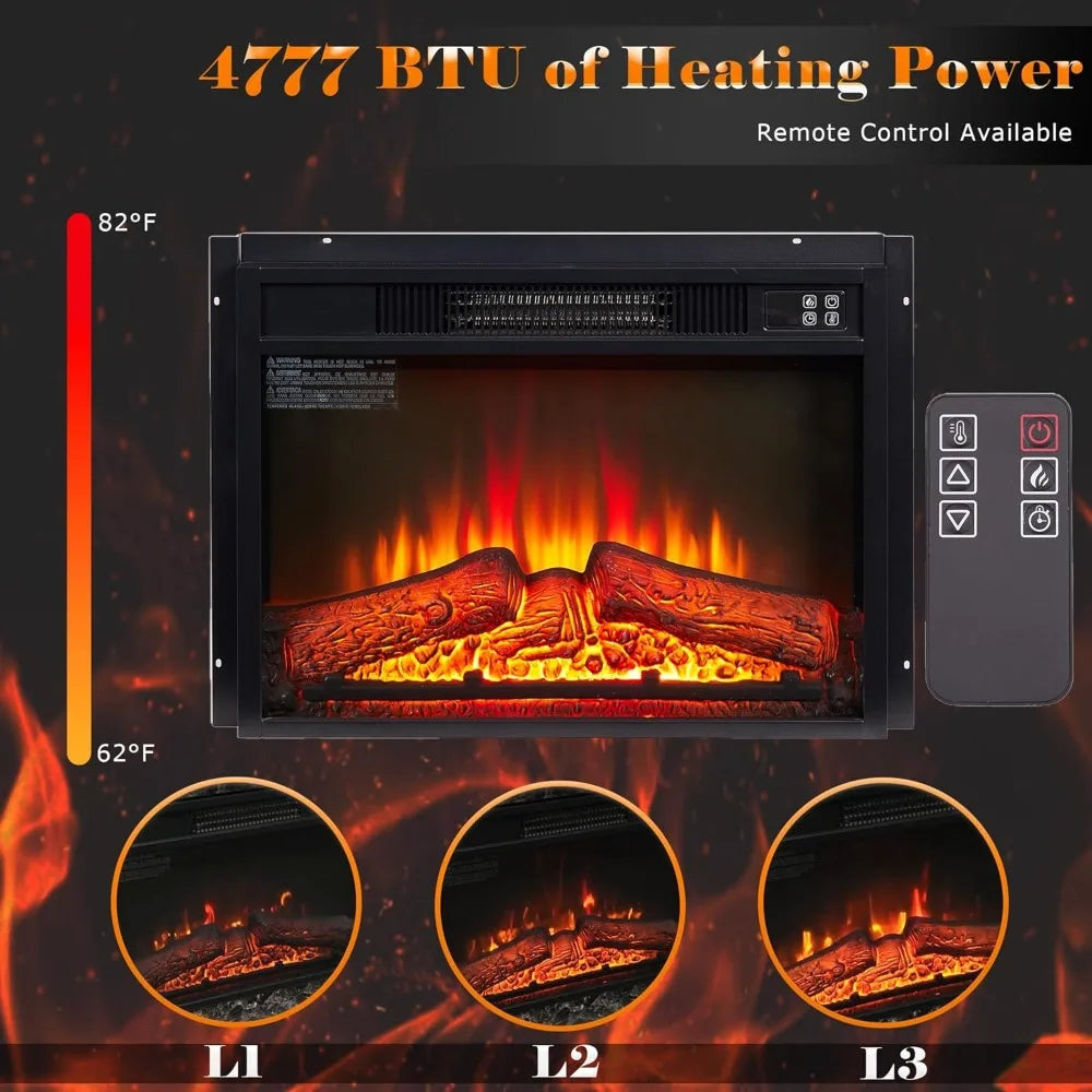42 Inch Electric Fireplace with Mantel 1400W Heater Remote Control