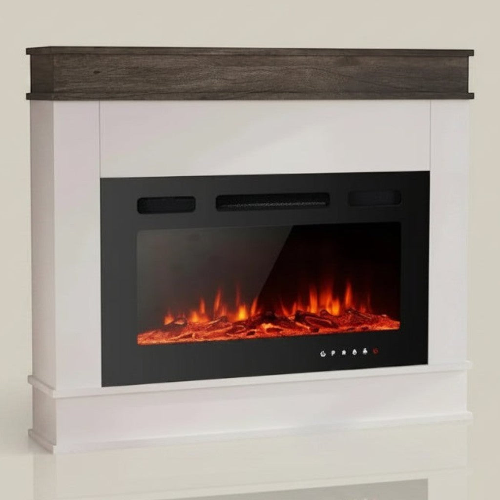 39" Electric Fireplace Mantel Heater 1500W 12 LED Colors
