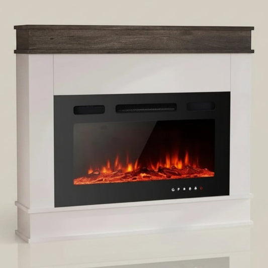 39" Electric Fireplace Mantel Heater 1500W 12 LED Colors