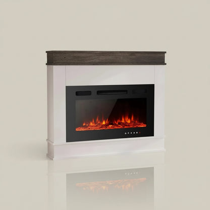 39" Electric Fireplace Mantel Heater 1500W 12 LED Colors