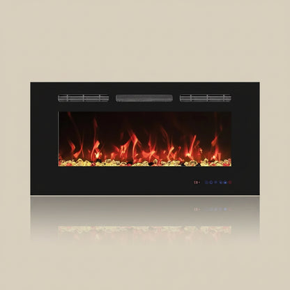36 Inch Electric Fireplace Insert Wall Mounted Recessed Heater Remote Control