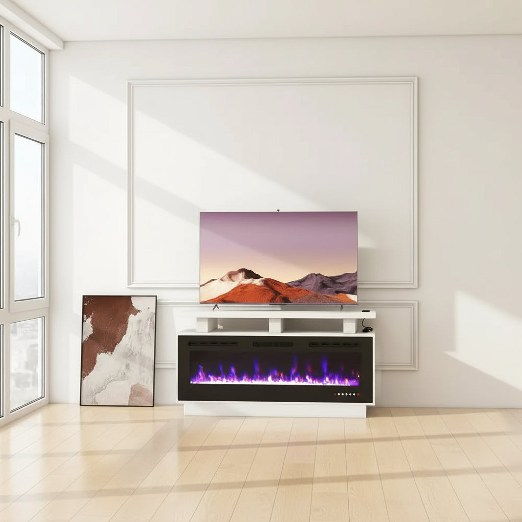XMSJ 50 Electric Fireplace TV Stand with Mantel Entertainment Center