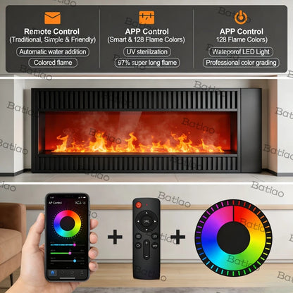 3D Water Vapor Electric Fireplace Steam Flame Insert