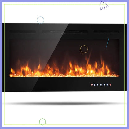 40-Inch Electric Fireplace Insert Wall-Mounted Recessed Thermostat 9 Colors