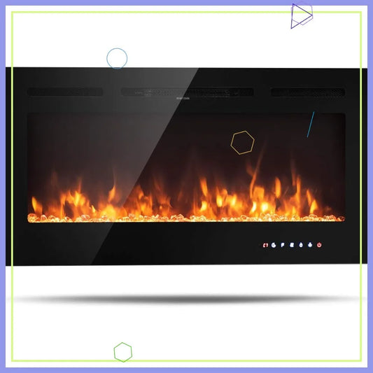 40-Inch Electric Fireplace Insert Wall-Mounted Recessed Thermostat 9 Colors