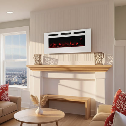 50-Inch Wall-Mounted Electric Fireplace Insert 3 Flame Colors