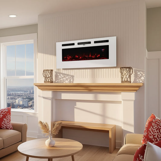 50-Inch Wall-Mounted Electric Fireplace Insert 3 Flame Colors