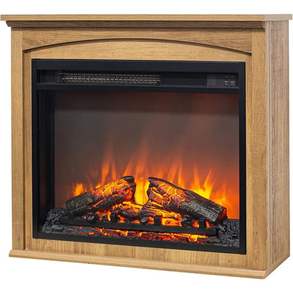 28-Inch Freestanding Electric Fireplace with Mantel and Remote Control