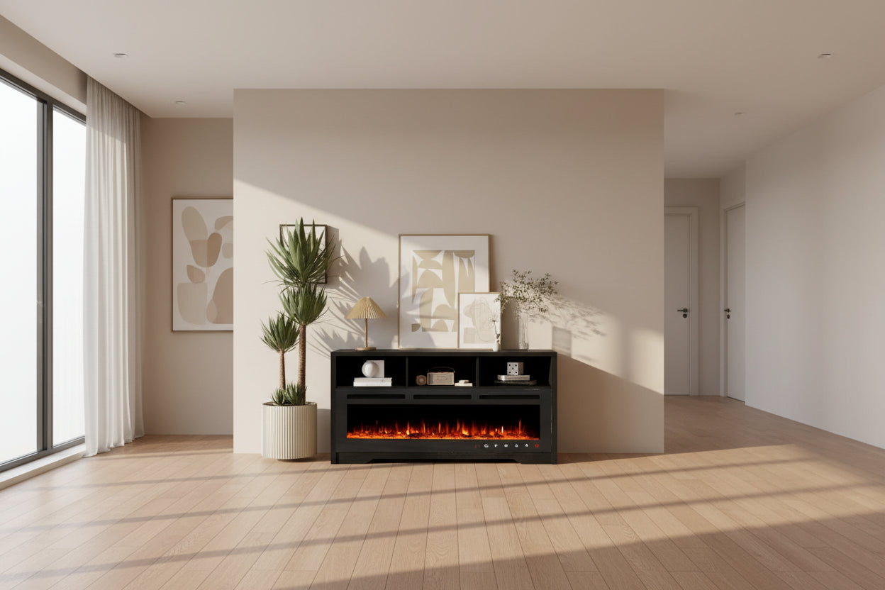 Electric Fireplace TV Stand 55-inch Modern Entertainment Center Black