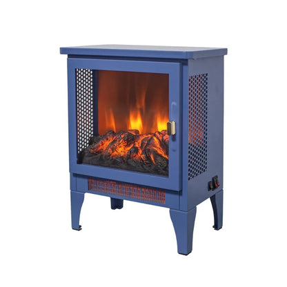 17 Inch Freestanding Electric Fireplace Stove Heater 3D Flame Blue