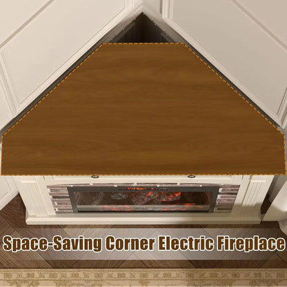 Electric Fireplace TV Stand with Mantel and Stacked Stone Surround