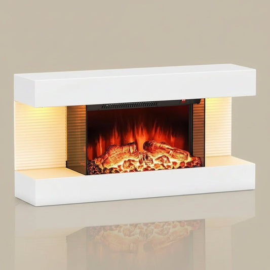 32-inch Wide Electric Fireplace Wall-Mounted with Floating Mantel 1500W