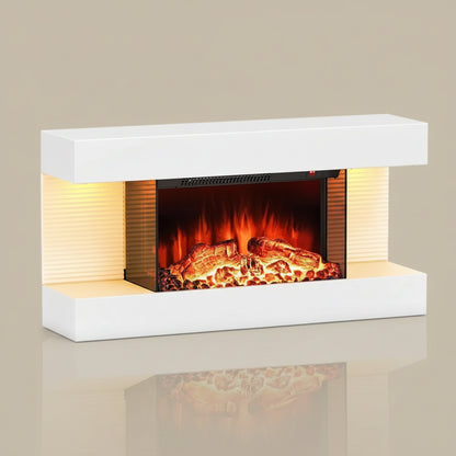 32-inch Wide Electric Fireplace Wall-Mounted with Floating Mantel 1500W