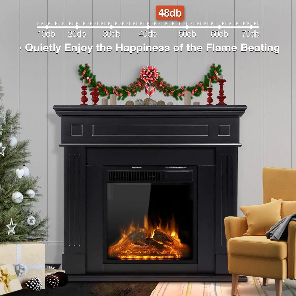 44 Inch Freestanding Electric Fireplace with Mantel and Remote