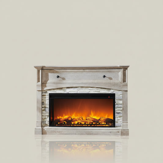 52in Farmhouse Electric Fireplace TV Stand with Mantel