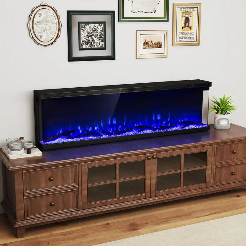 3-Sided Electric Fireplace Insert with Remote Control 60 Inch