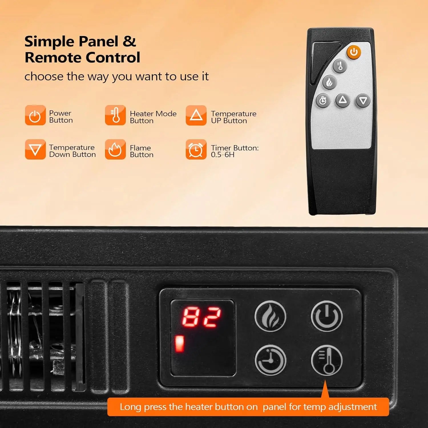 32-inch Electric Fireplace Mantel Heater with Remote and Timer