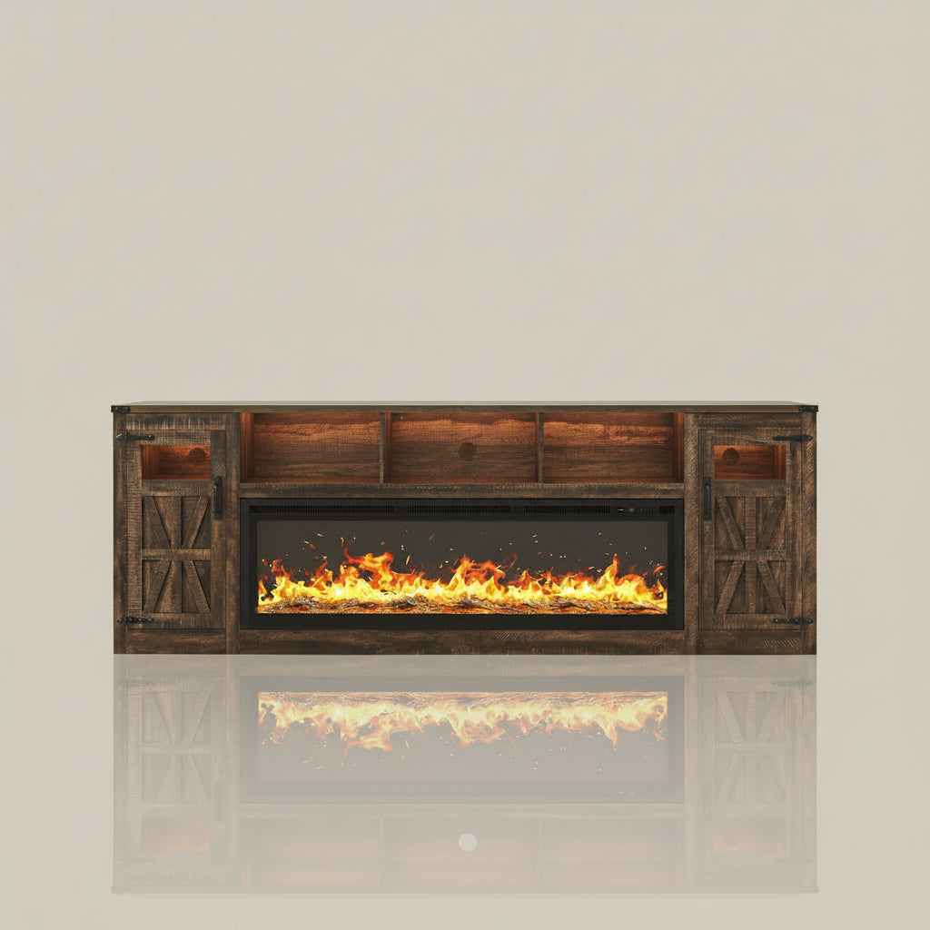 Modern Electric Fireplace TV Stand with LED Lights 100 Inch