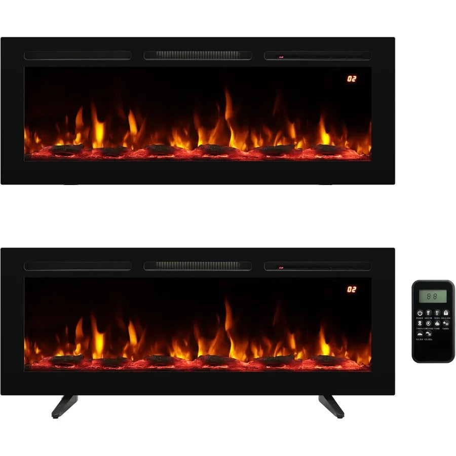 48 Inch 3-in-1 Wall-Mounted Recessed Freestanding Electric Fireplace