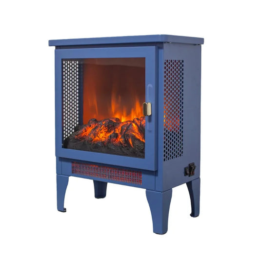 17 Inch Freestanding Electric Fireplace Stove Heater 3D Flame Blue
