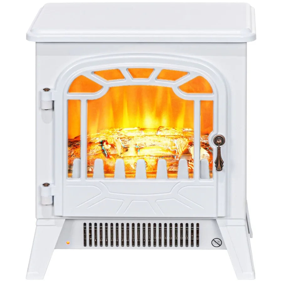 Freestanding Electric Fireplace Stove Heater 750W 1500W White