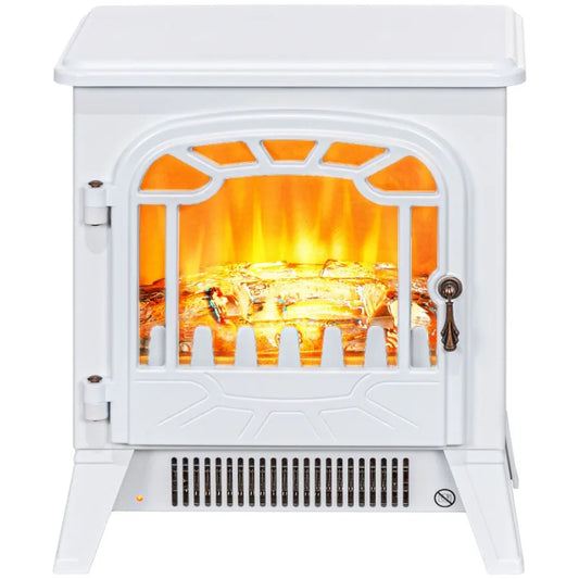 Freestanding Electric Fireplace Stove Heater 750W 1500W White