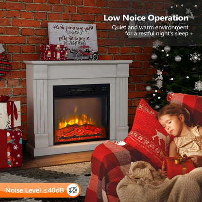 32-inch Electric Fireplace Mantel Heater with Remote and Timer