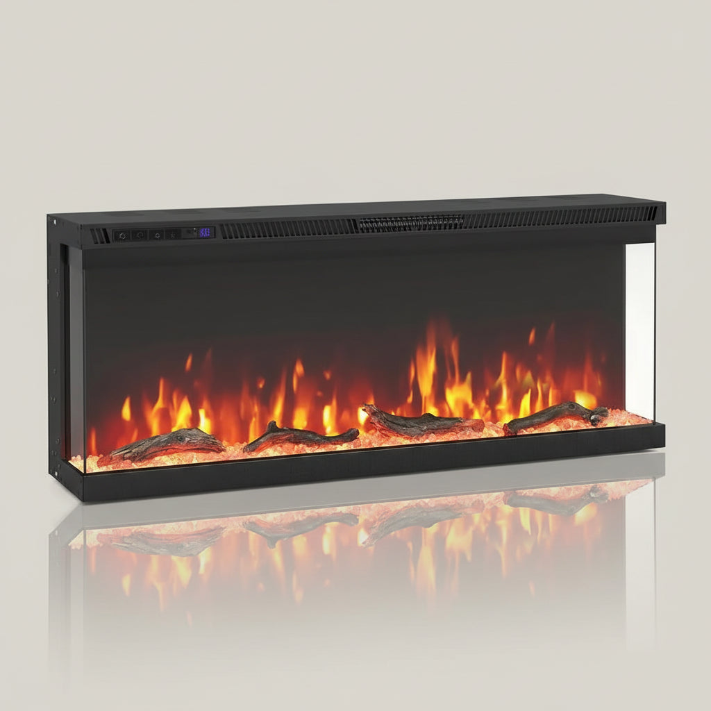 3-Sided Electric Fireplace Insert 40-inch 1200W Wall-Mount or Freestanding