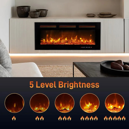 42-Inch Electric Fireplace Heater with Remote and 12 Flame Colors
