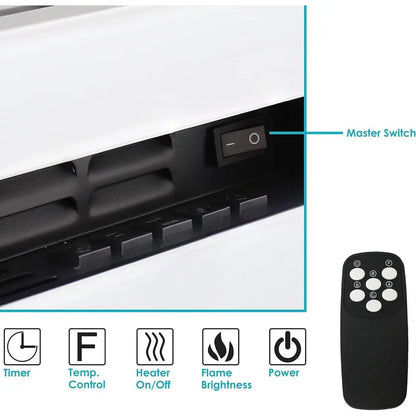 50-Inch Wall-Mounted Electric Fireplace Insert 3 Flame Colors