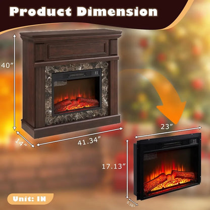 42 Inch Electric Fireplace with Mantel 1400W Heater Remote Control