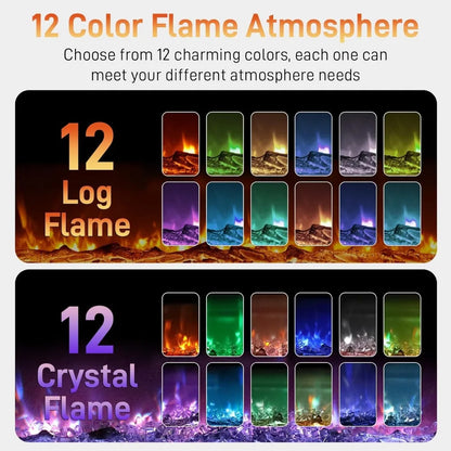 42-Inch Electric Fireplace Heater with Remote and 12 Flame Colors