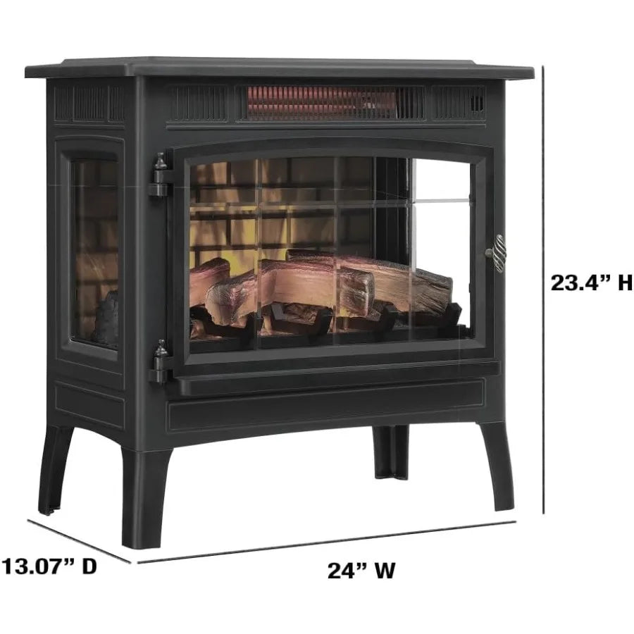 LISM Freestanding Electric Fireplace Stove Heater 3D Flame Effect