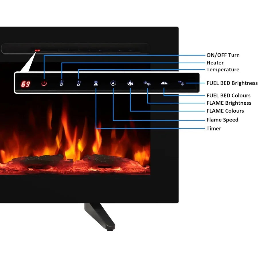 48 Inch 3-in-1 Wall-Mounted Recessed Freestanding Electric Fireplace