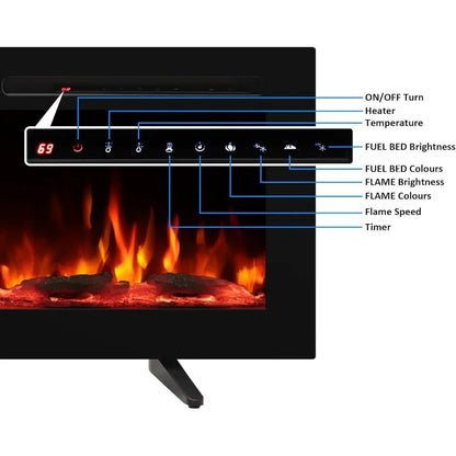 48 Inch 3-in-1 Wall-Mounted Recessed Freestanding Electric Fireplace