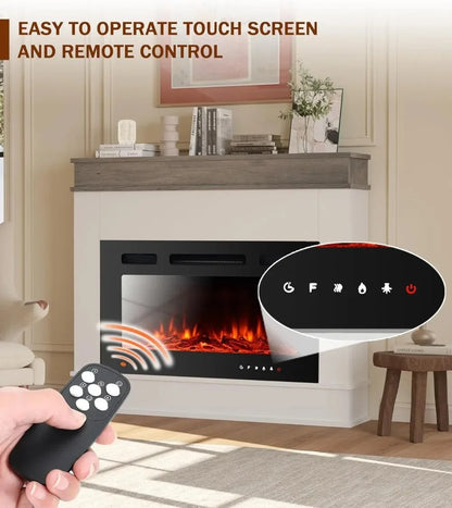 39" Electric Fireplace Mantel Heater 1500W 12 LED Colors