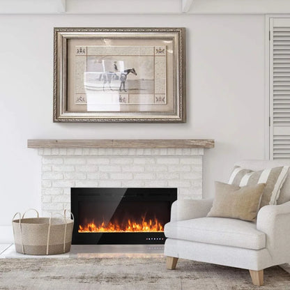 40-Inch Electric Fireplace Insert Wall-Mounted Recessed Thermostat 9 Colors