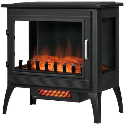 24-inch Freestanding Electric Fireplace Stove Infrared Heater Black