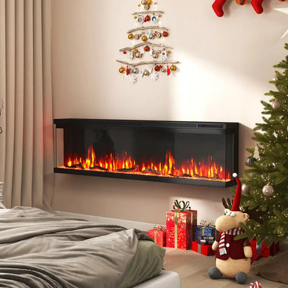 3-Sided Electric Fireplace Insert with Remote Control 60 Inch