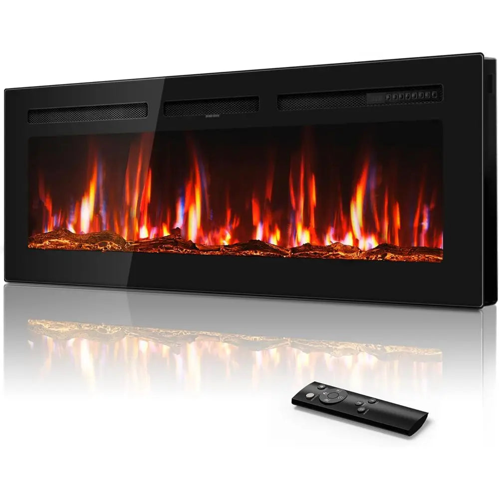 50-inch Ultra Slim Electric Fireplace Insert and Wall Mount