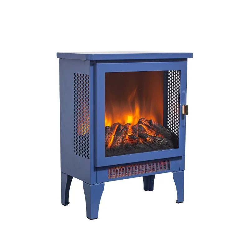 17 Inch Freestanding Electric Fireplace Stove Heater 3D Flame Blue