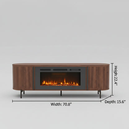 Fluted Fireplace TV Stand 70in Modern Entertainment Center