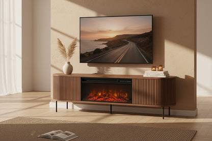 Fluted Fireplace TV Stand 70in Modern Entertainment Center
