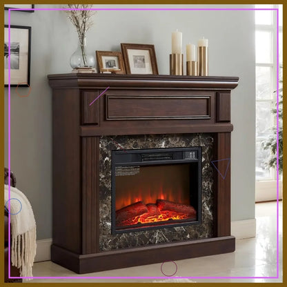 42 Inch Electric Fireplace with Mantel 1400W Heater Remote Control