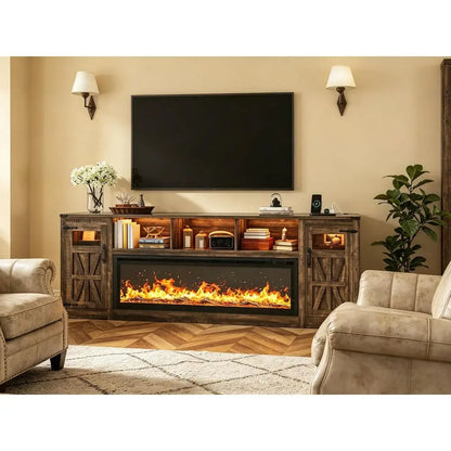 Modern Electric Fireplace TV Stand with LED Lights 100 Inch