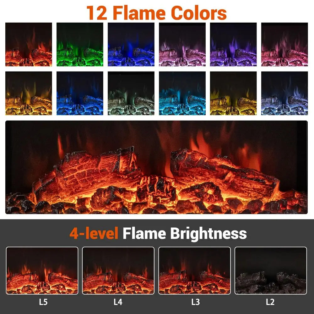 XMSJ 36-Inch Wall Mount Electric Fireplace With 50-Inch Floating Mantel