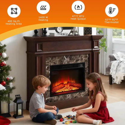 46-inch Electric Fireplace Mantel TV Stand with Remote Heater