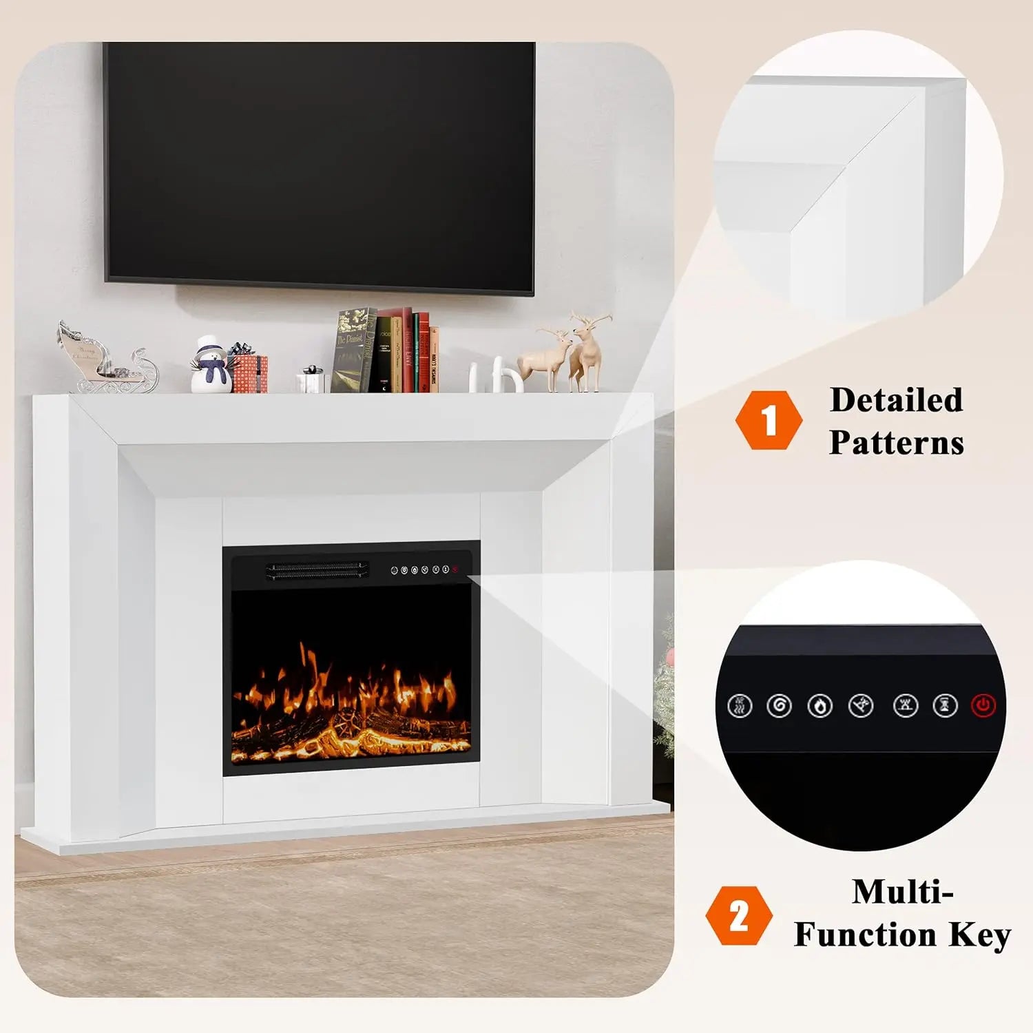 50-Inch Electric Fireplace TV Stand with 23-Inch Heater Insert