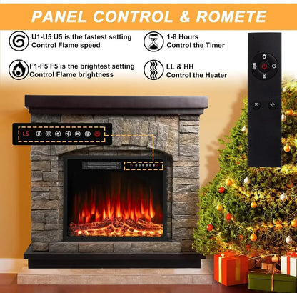 40 inch Electric Fireplace Mantel TV Stand Freestanding Heater Black