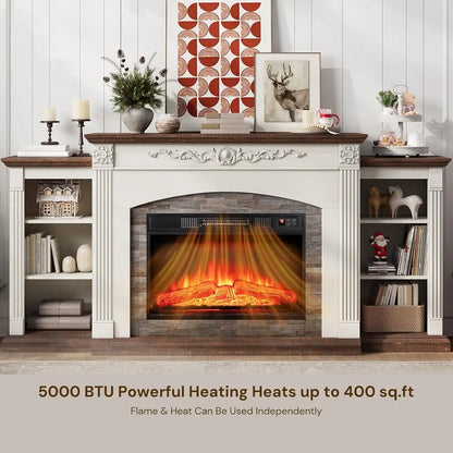 72 Inch Electric Fireplace TV Stand White Entertainment Center